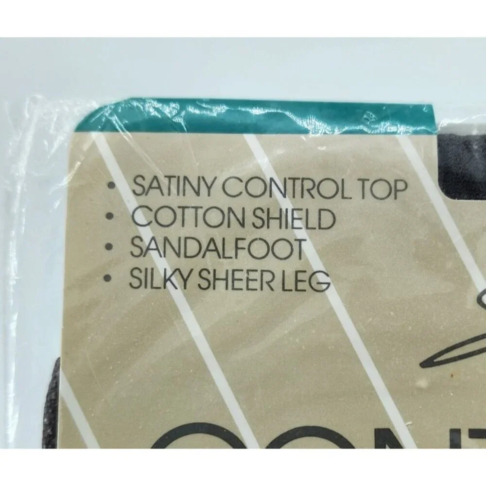 x2 Vtg Lise J Silken Sheers Satiny Control Top Sandalfoot‎ Pantyhose Off Black C